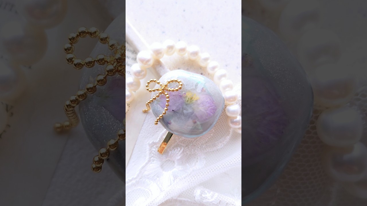 天然石の中にお花が浮き出るニュアンスの作り方&手作りトレンドリボン🎀 #ハンドメイド #レジン