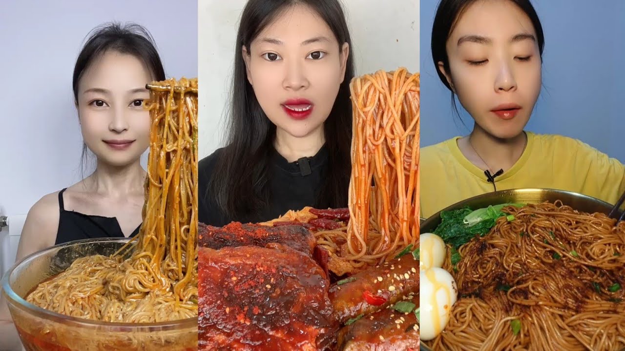 SUB | Black Bean Noodles, Cheese, Chicken, Kielbasa Sausage! 🍜 ASKING MUKBANG Eating Show :) 