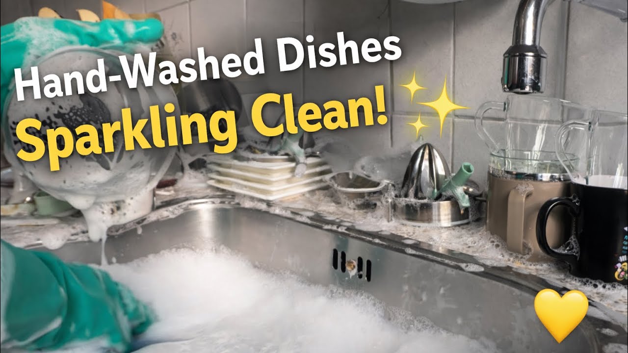 “Hand-Washed Dishes So Satisfying ✨ Lemon & Soda Deep Cleaning Routine 💛 #cleanwithme #satisfying 