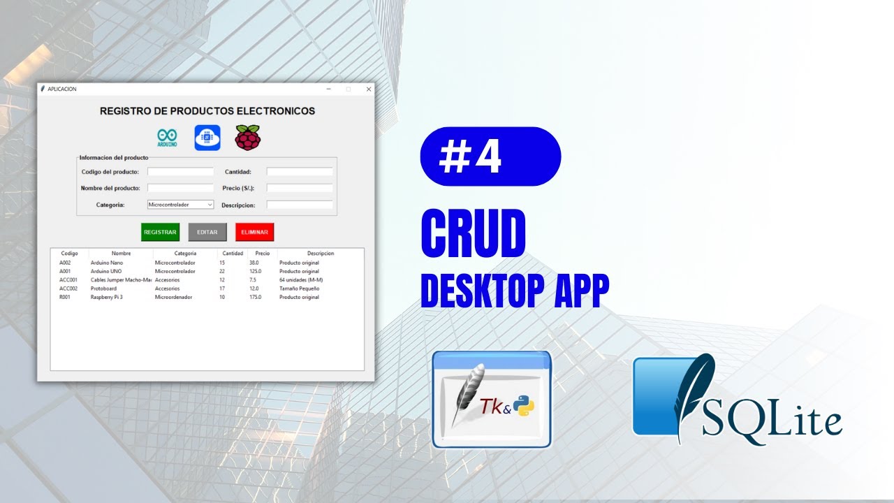 CRUD CON PYTHON Y TKINTER UTILIZANDO SQLITE I CODIGO COMPLETO I DESKTOP APP #4