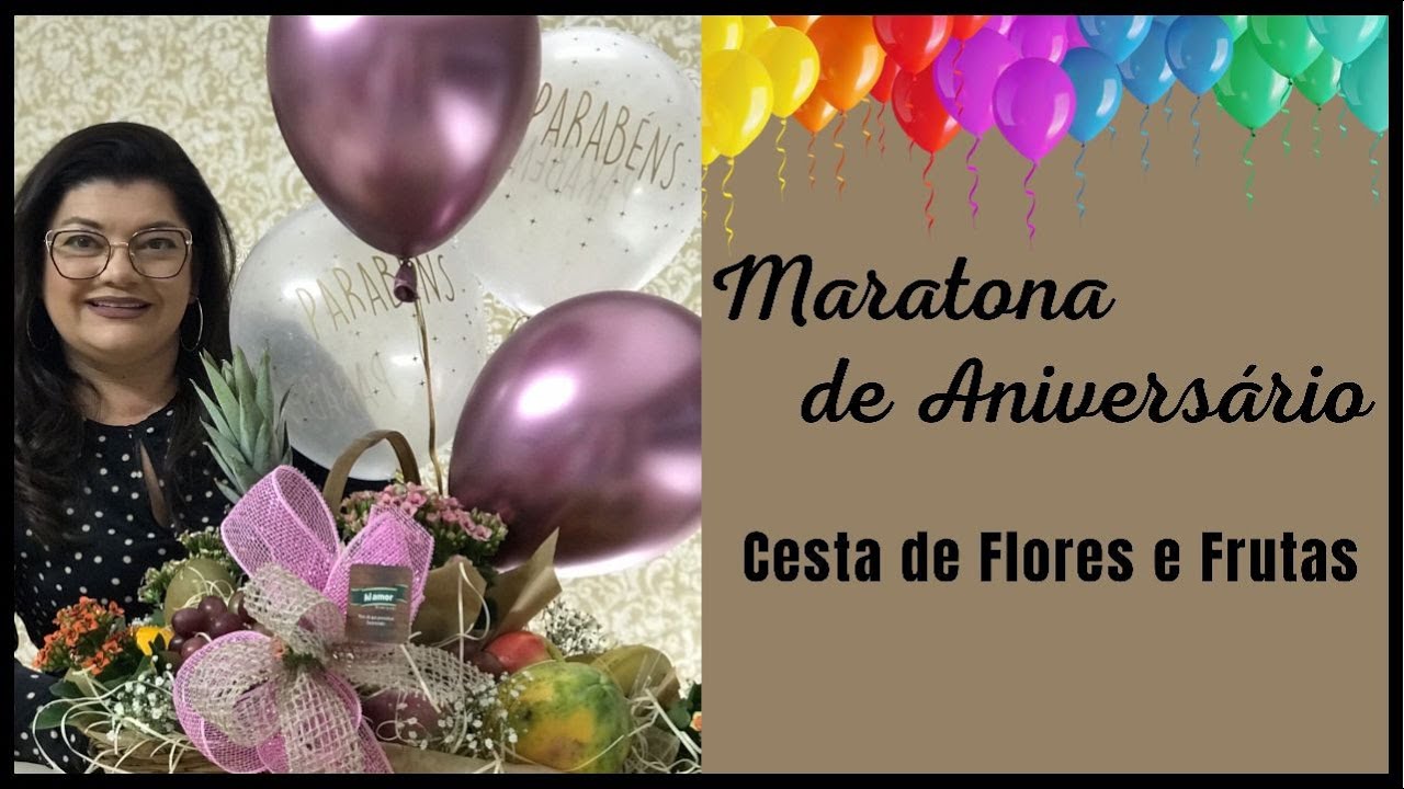 Cesta de flores a frutas para aniversário