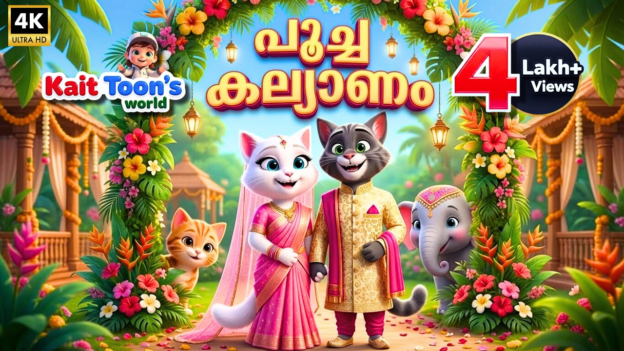 പൂച്ച കല്യാണം | Poocha Kalyanam | Cat Wedding Song |  Mittu Poocha | Malayalam Kids Cartoon Song