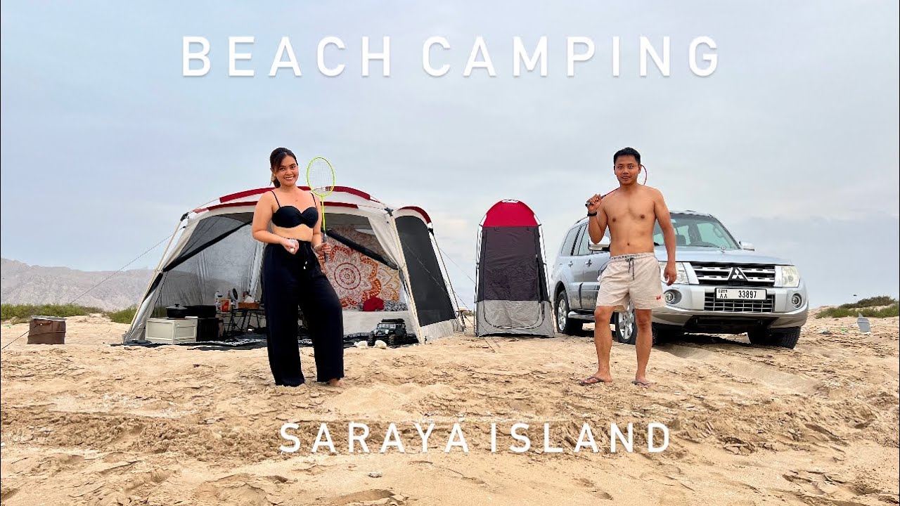 Overnight camping | Beach Camping Trip | Summer time | ASMR Mukbang | Saraya Island | UAE