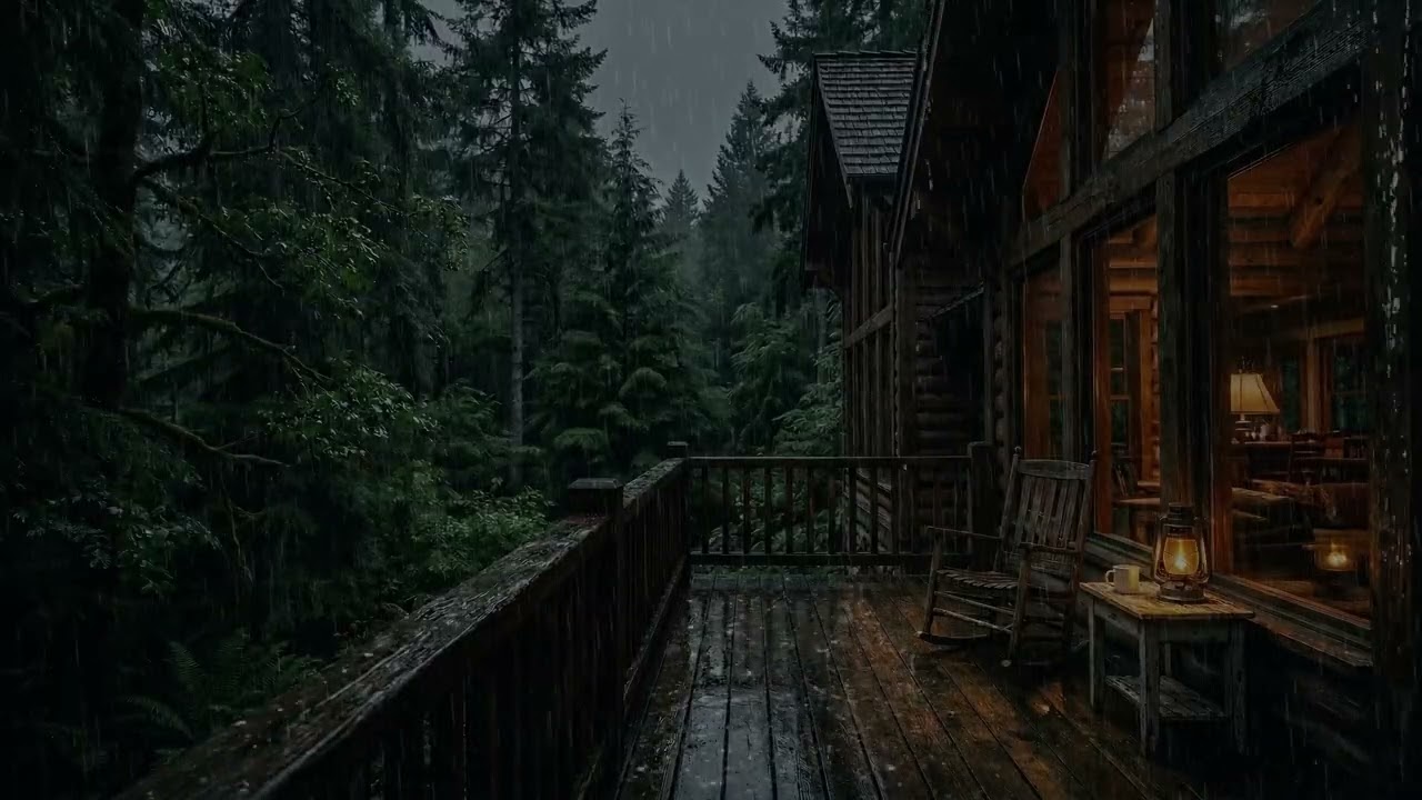Heavy Tropical Rainstorm Pouring Through Dense Jungle Trees With Deep Nature Ambience