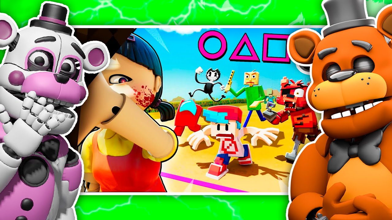 Freddy and Funtime Freddy React to SQUID GAME vs. Friday Night Funkin' Zamination Shorts