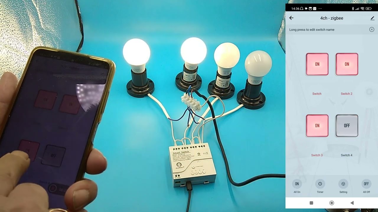 💥Четырёхканальный ZigBee переключатель для умного дома Tuya Smart 4 channel ZigBee smart home switch