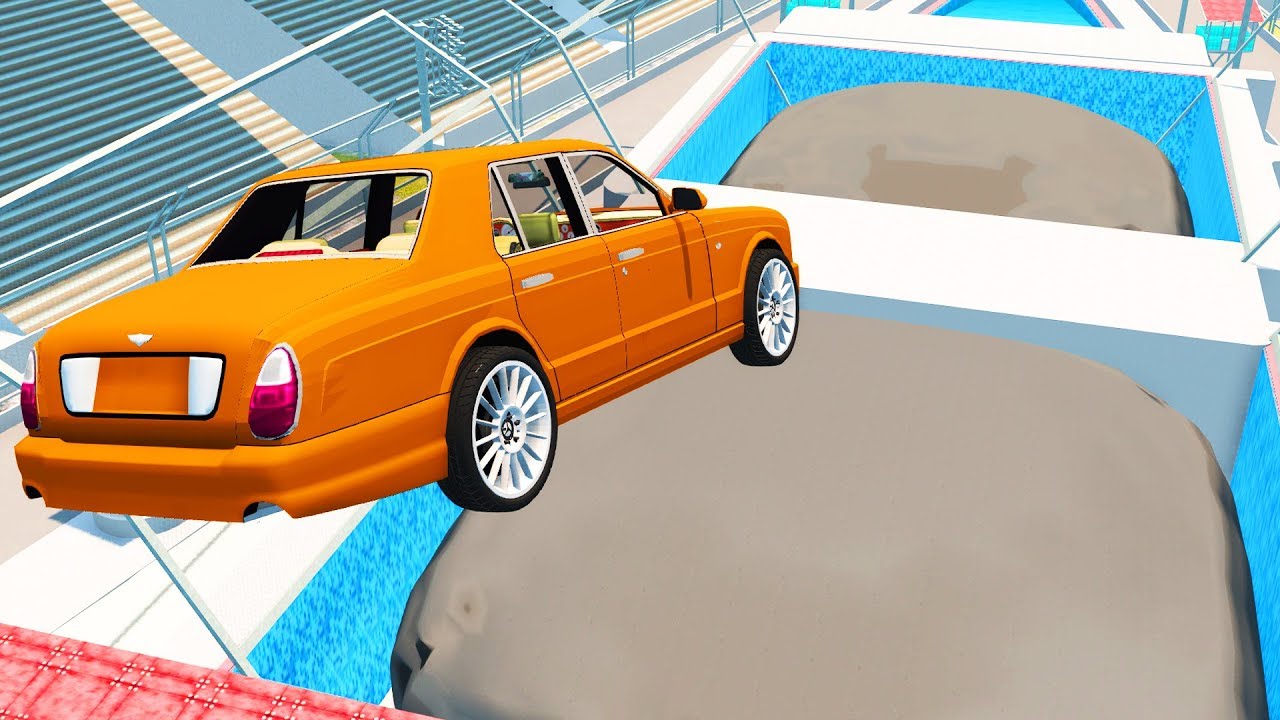 BeamNG Drive - Giant Inflatable trampoline High speed Jumps