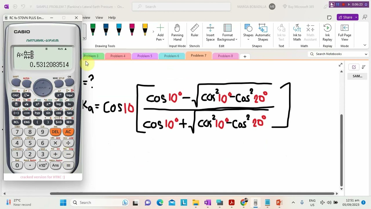 SAMPLE PROBLEM 7 | LATERAL EARTH PRESSURE USING RANKINE'S THEORY (by Marga Antoinette)