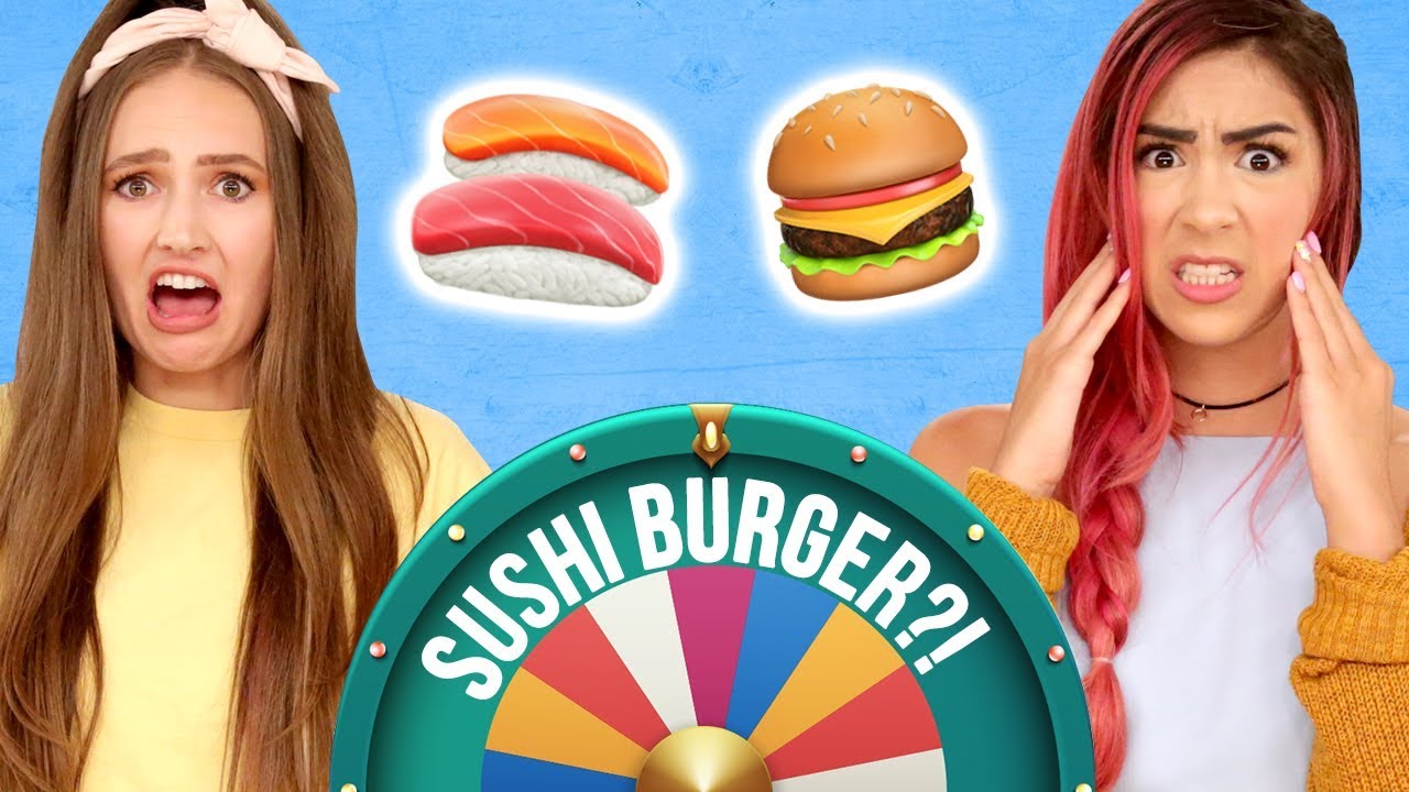 SUSHI BURGER CHALLENGE?! Wheel of Food w/ Cassie Diamond & Courtney Randall
