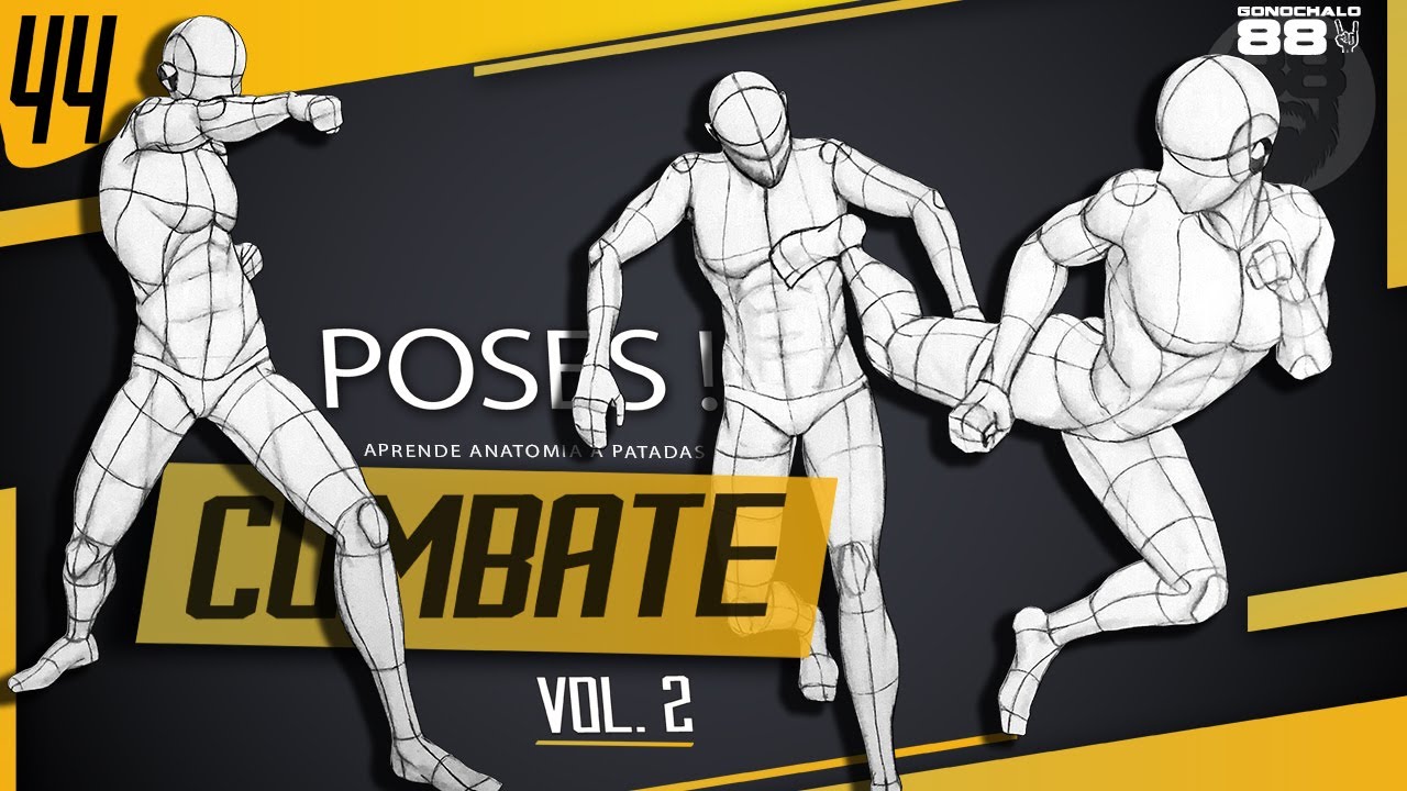 Aprende Como dibujar una patada BRUTAL ¡!! Poses dinámicas de combate Vol.2 ¡!”