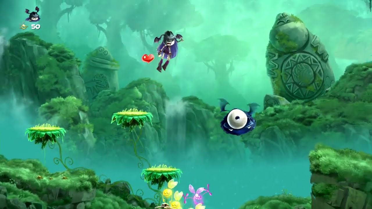Rayman Legends PS3 Gameplay 40 Jibberish Jungle Swinging Caves
