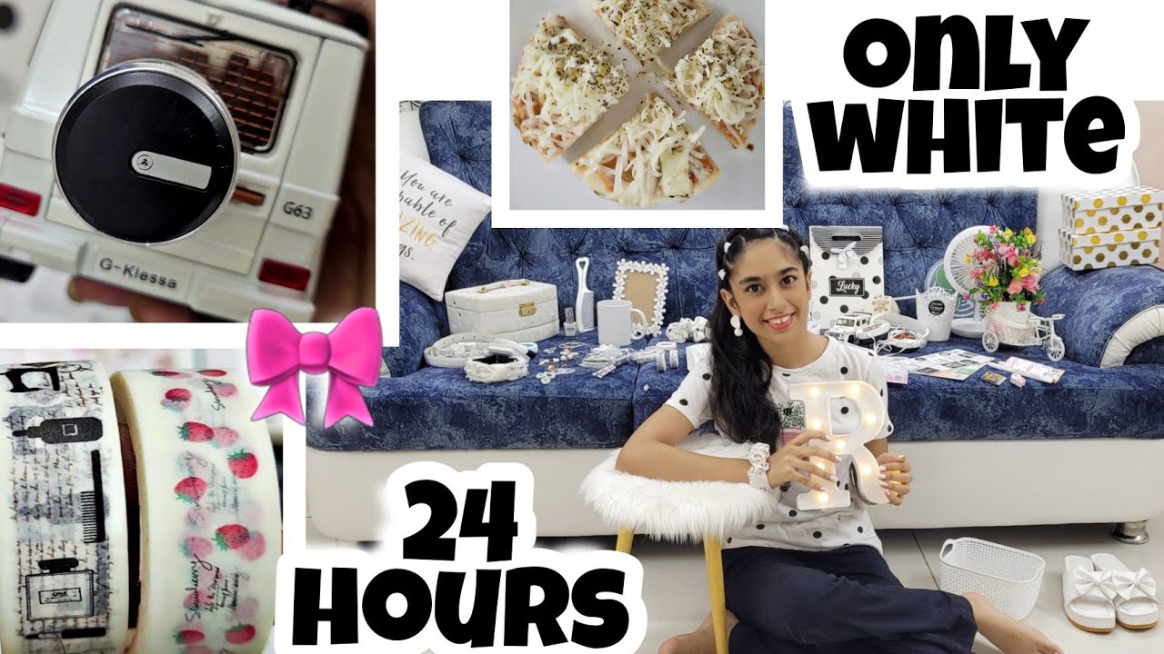Using only *WHITE* things for 24 hours!!!🤍🍕 | Riya's Amazing World