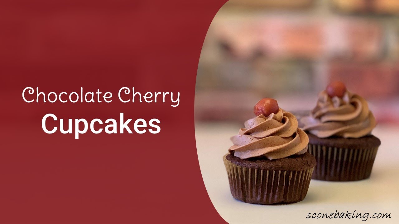 Chocolate Cherry Cupcakes with a Chocolate Mousseline Cream Frosting - video demonstration