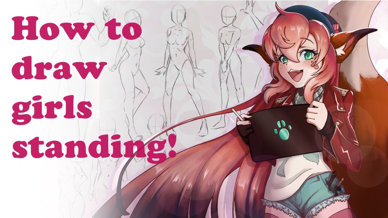 How to draw girls standing - 9 POSES