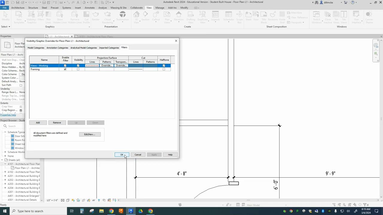 Autodesk Revit- Student-Built House: Framing Plan