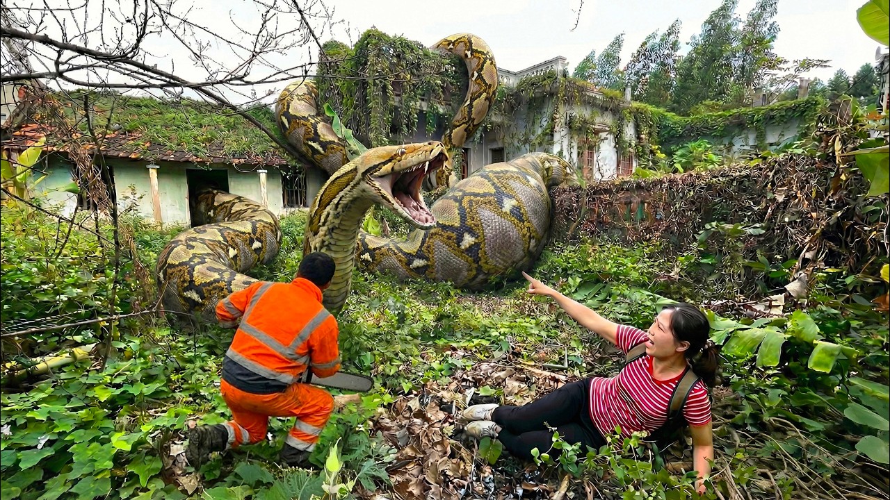 Giant python in abandoned house - A Narrow Escape from Death in the Territory of a Terrifying Python