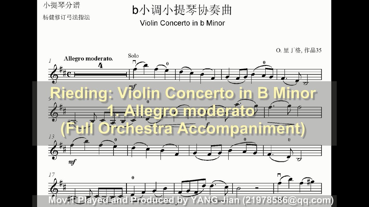 [Full Orchestra Accompaniment] Oscar Rieding Violin Concerto in B Minor Op. 35 - 1. Allegro moderato