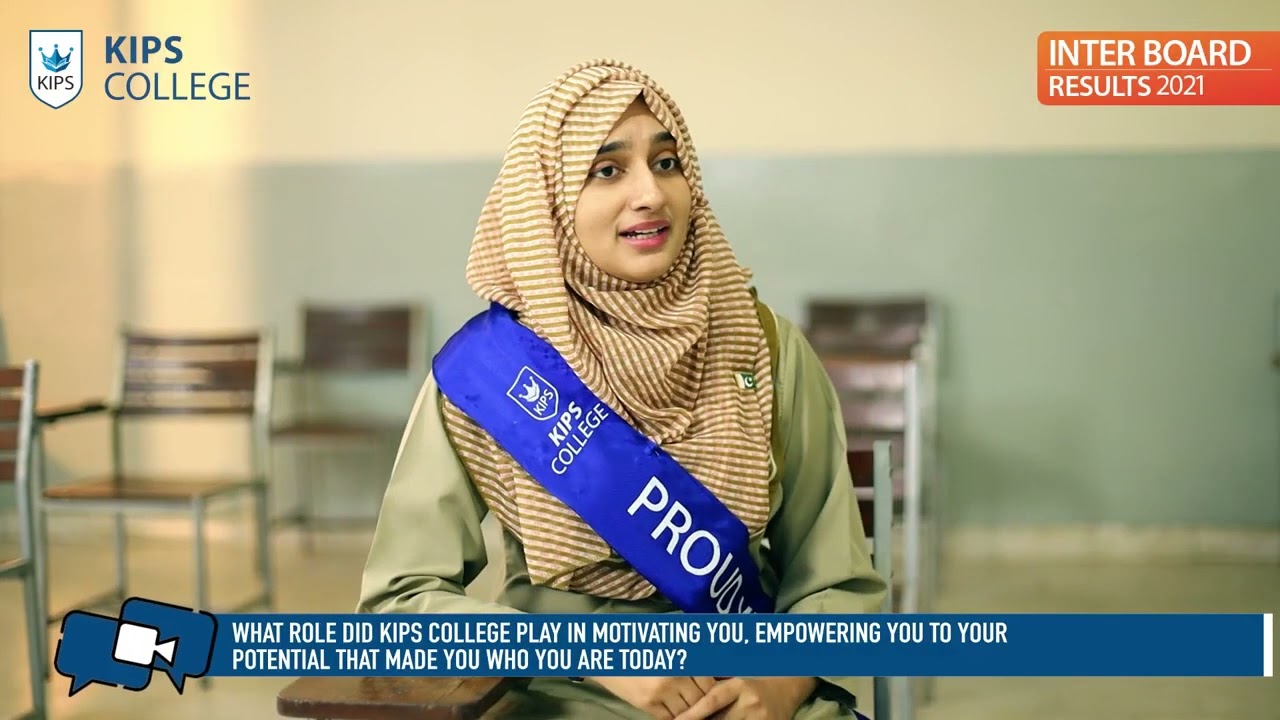 Bushra Iqbal 1st Position Multan Board - KIPS College Inter Board Results 2021