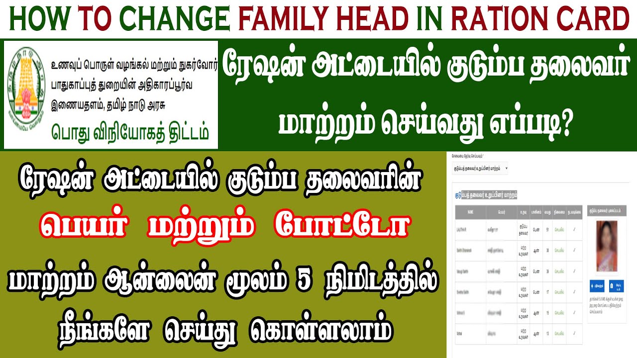 family head change in ration card tamil | ரேஷன் அட்டையில் குடும்ப தலைவர் மாற்றம் செய்வது எப்படி TAMI