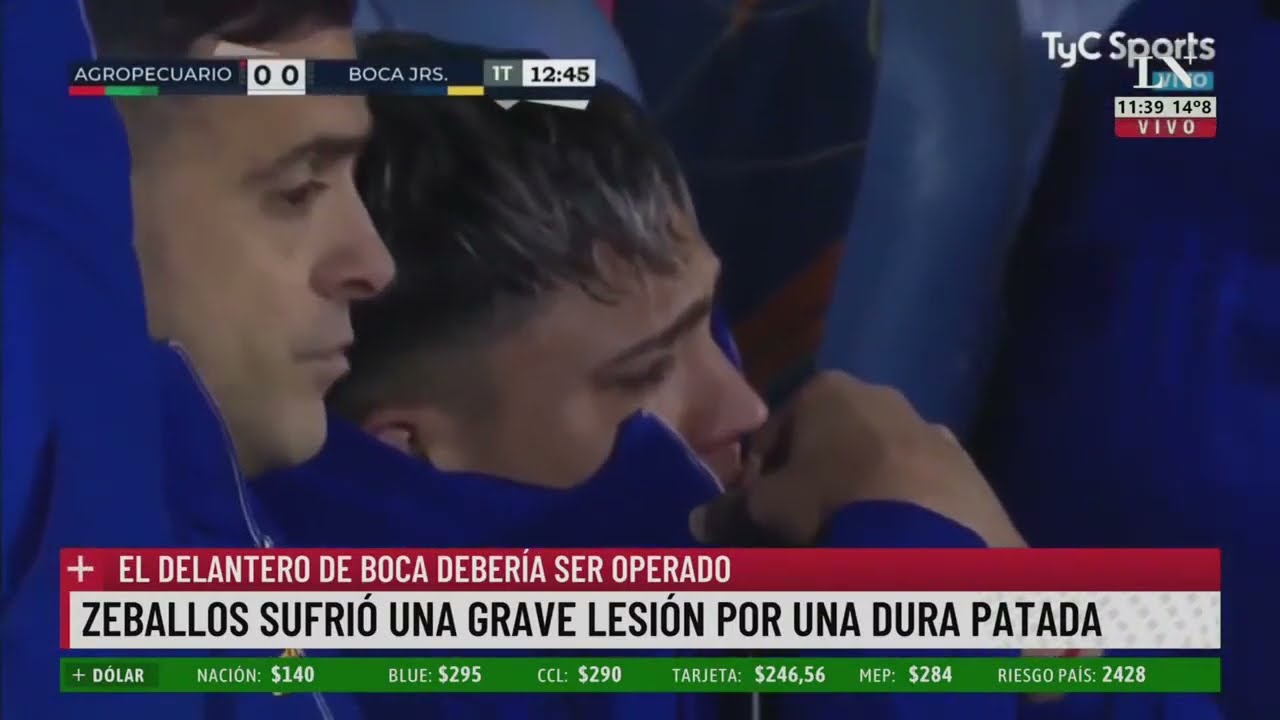 Boca: Exequiel Zeballos sufrió una grave lesión tras una dura patada