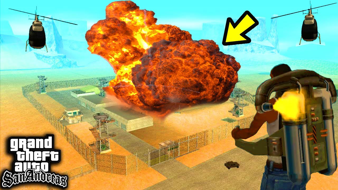 ماذا سيحدث إذا فجرنا القنبلة النووية في المنطقة 51 في جي تي اي سان اندرياس GTA SAN Nuclear Bomb