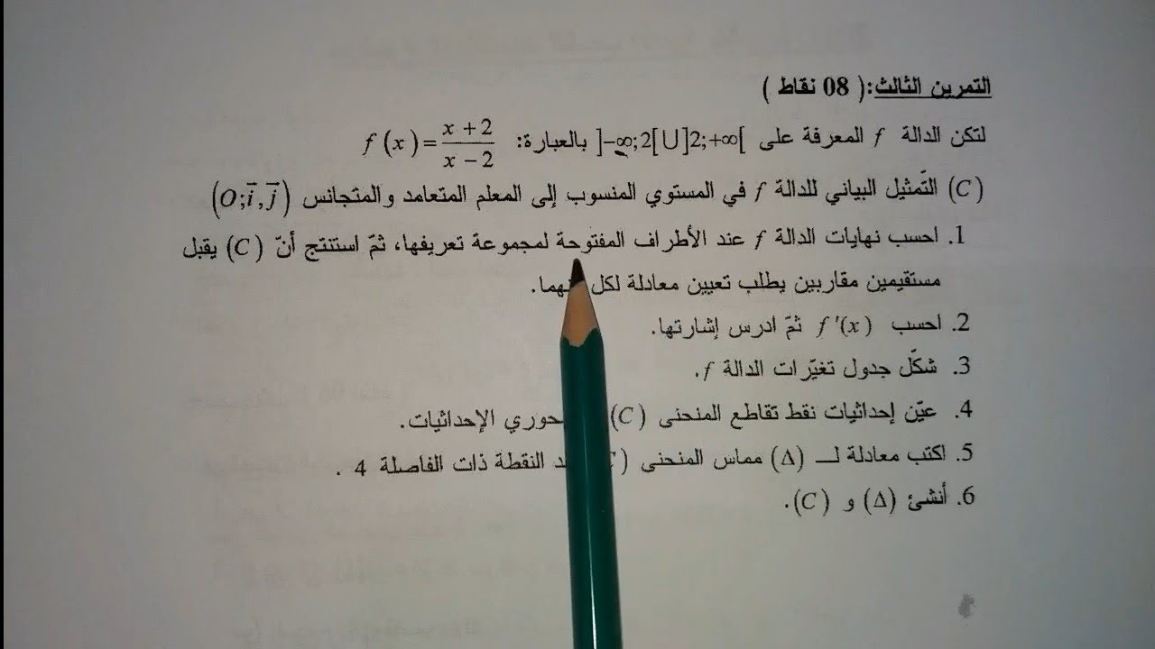 حل تمرين في الدوال التناظرية من باكالوريا 2011 الموضوع الاول