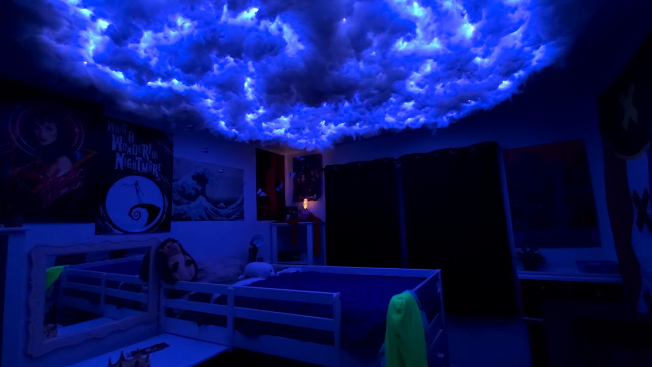 Cloud ceiling with LED lights, no cords