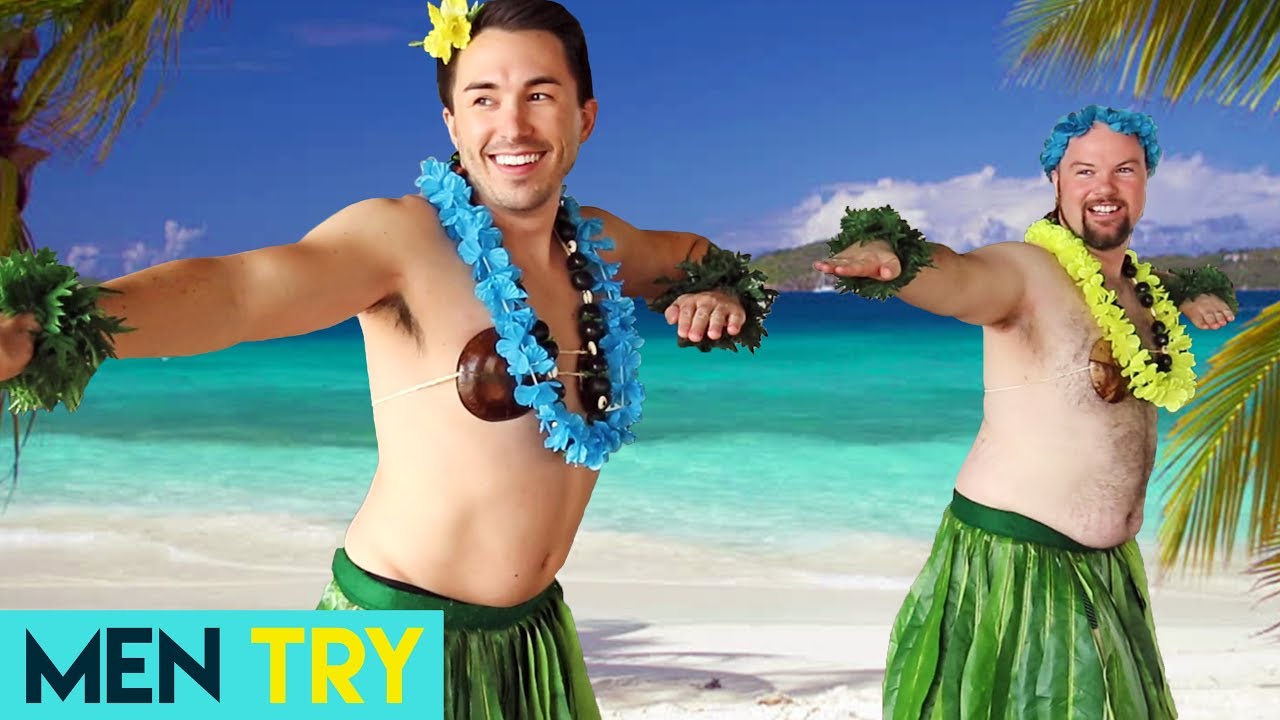 Men Try Hula Dancing