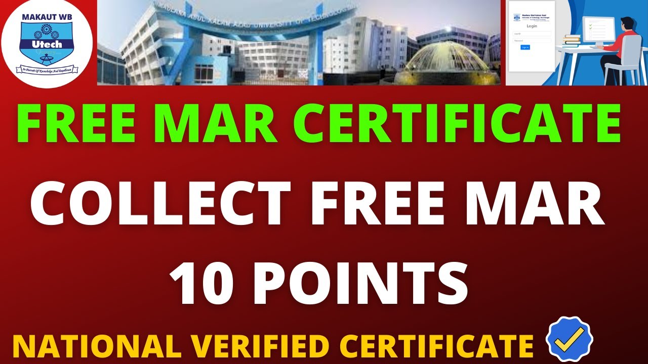 MAKAUT :  Free MAR Certificate  |  Free 10 MAR  Points Easily
