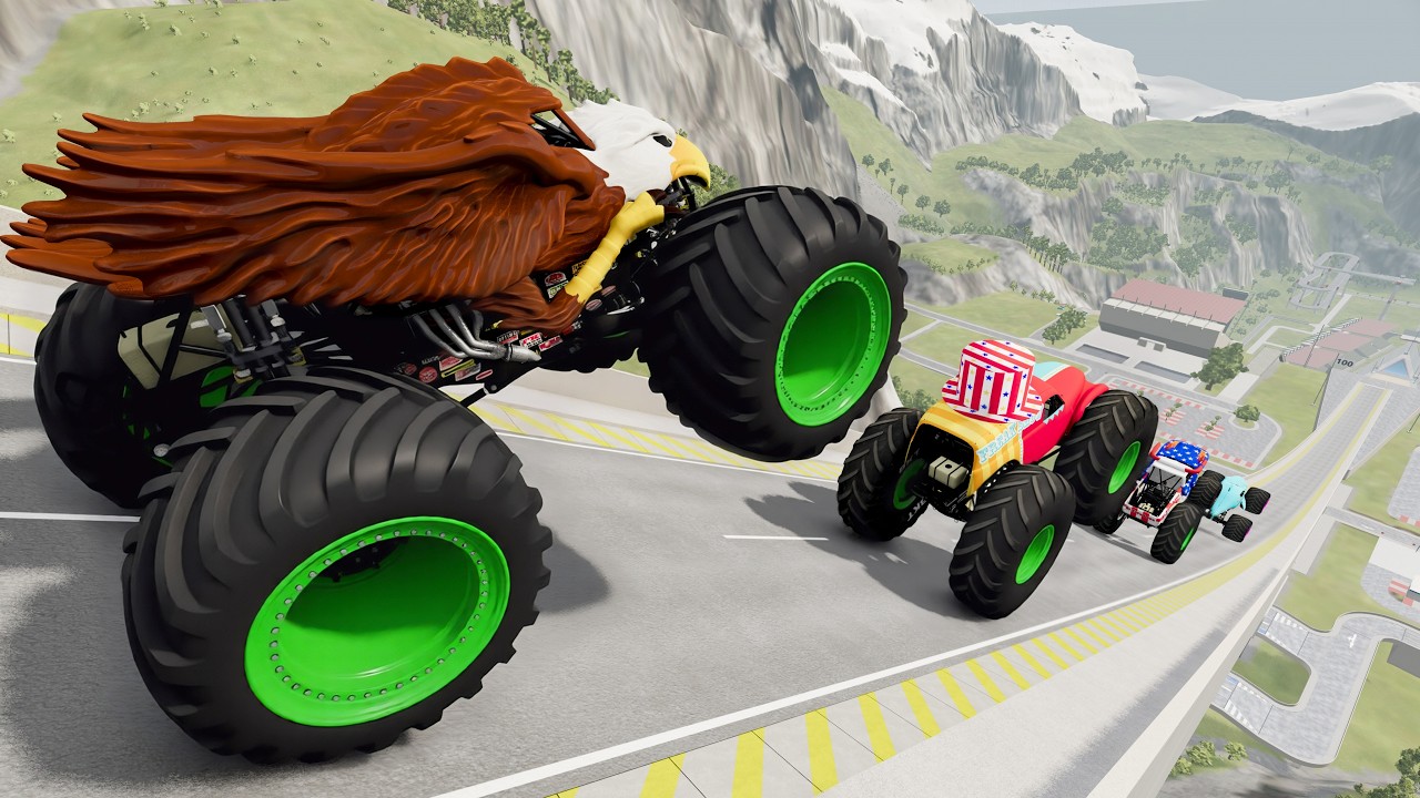 Epic High Speed Monster Truck Jumps And Crashes #091 - BeamNG Drive