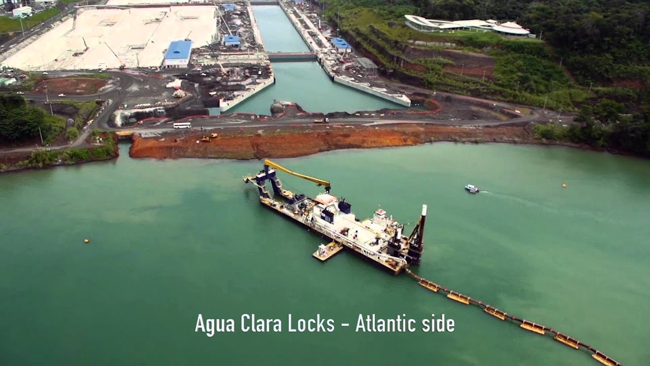 Aerial View of Panama Canal New Agua Clara Locks