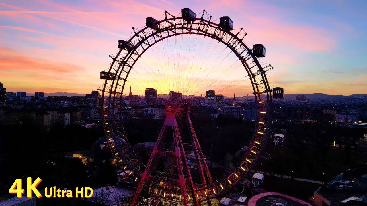 Riesenrad Wien (Ferris Wheel) City Tour At Amusement Park Prater [4K] - Airdynamics Vienna, Austria