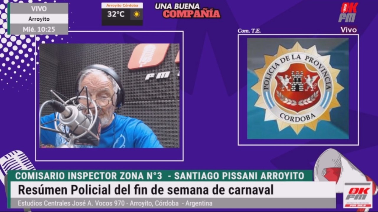 Crio. Inspector zona N°3 Arroyito Santiago Pissani resúmen Policial del fin de semana de carnaval.