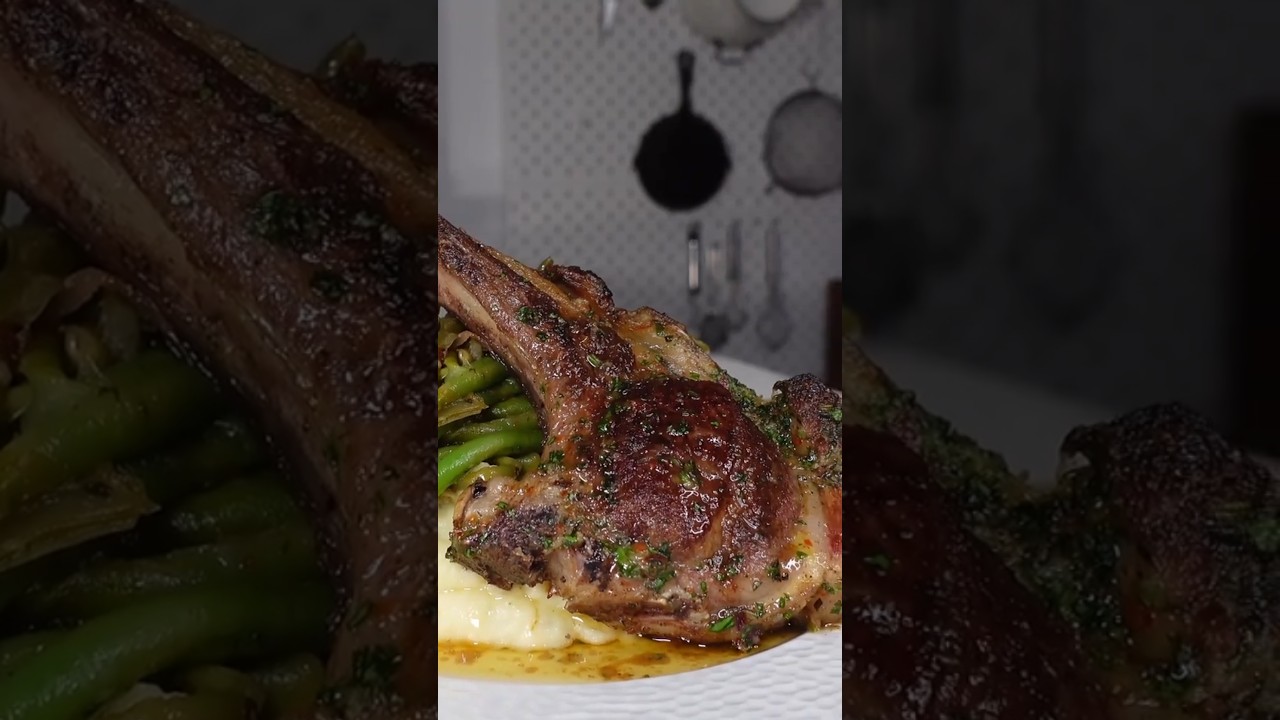 C&Ocirc;TE D'AGNEAU PUR&Eacute;E DE POMME DE TERRE ET HARICOTS VERTS 🧈🧄 #bonnecuisine