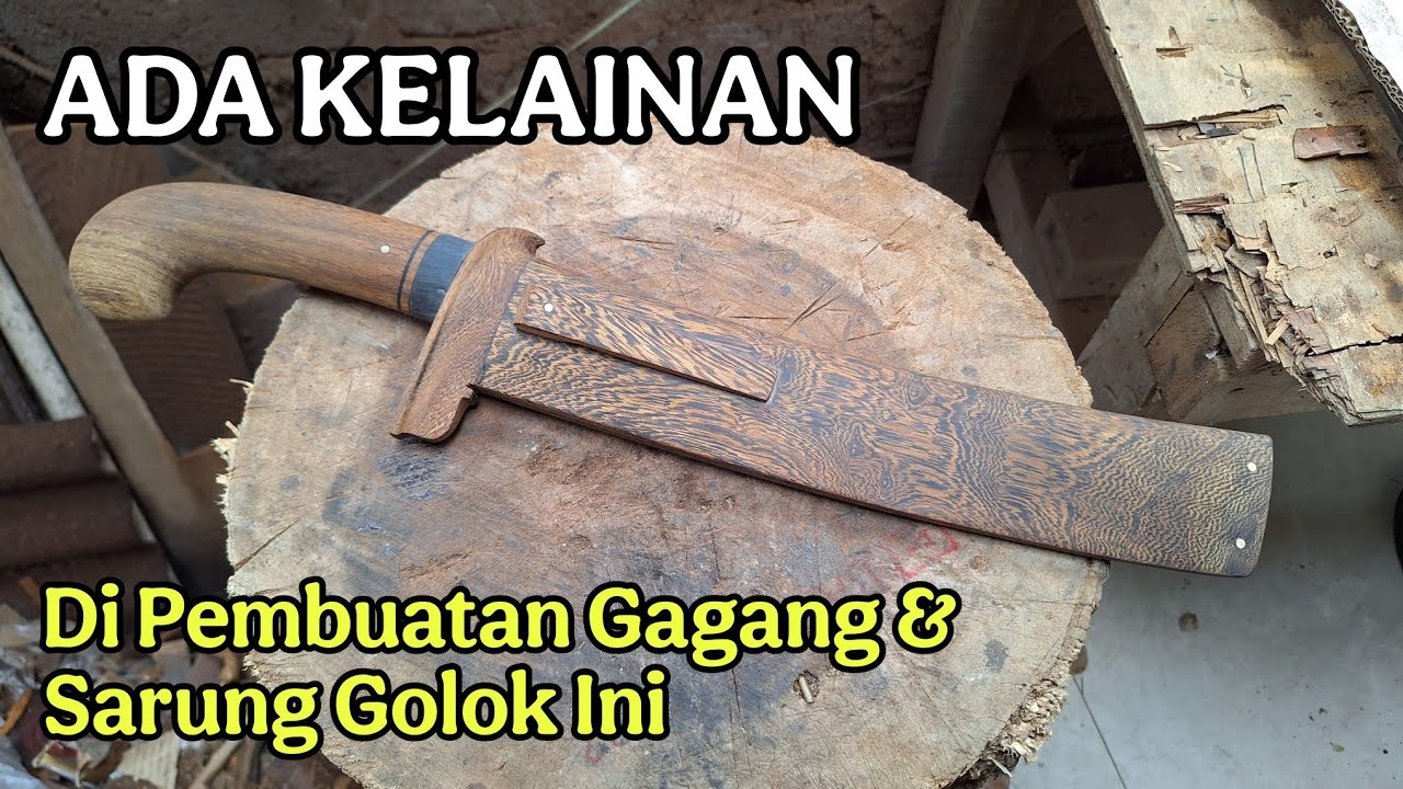 cara membuat gagang dan sarung golok kopak rawing memakai kayu johar motif super.