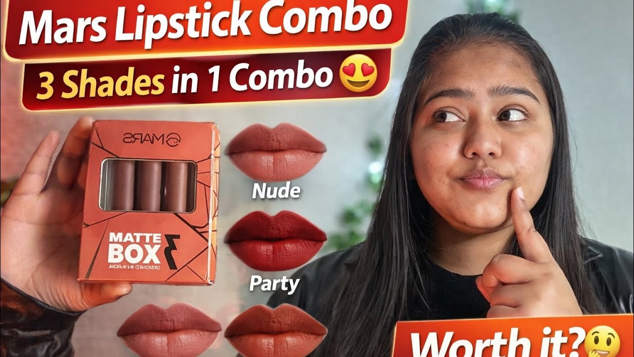 Mars Lipstick Combo 💄 3 Shades Swatches + Review | Under Budget | Chaina Sharma | YouTube Video | 