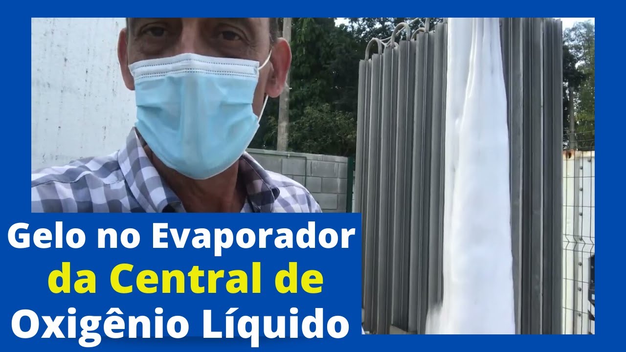Gelo no evaporador da central de oxigênio medicinal líquido (tanque criogênico)
