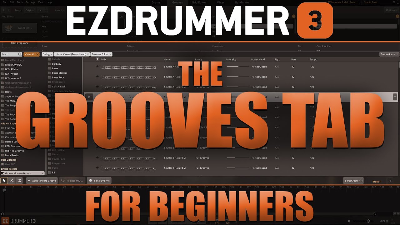 Grooves Tab для начинающих в EZdrummer 3 | Toontrack | Как найти свой ритм