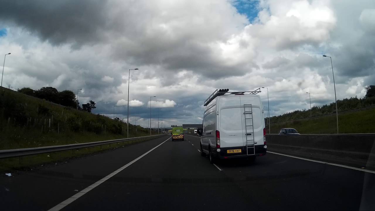 Drive East On M80 Motorway From Glasgow To The Castle In Stirling Scotland