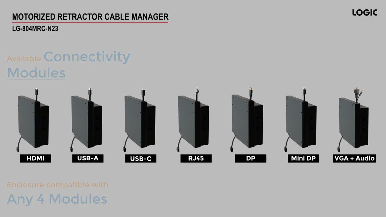 Logic Motorized Retractive Cable Manager LG-804MRC-N23