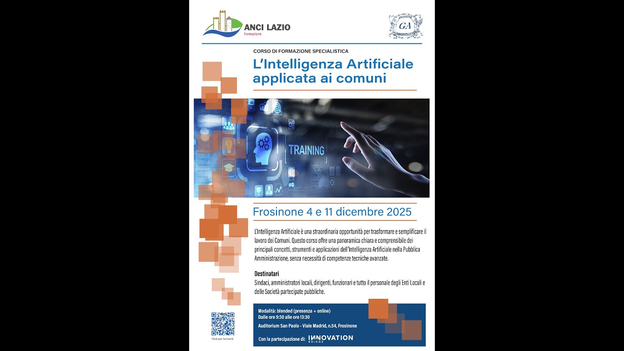Seconda giornata del corso “L’Intelligenza Artificiale applicata ai Comuni” (11 dicembre 2025)