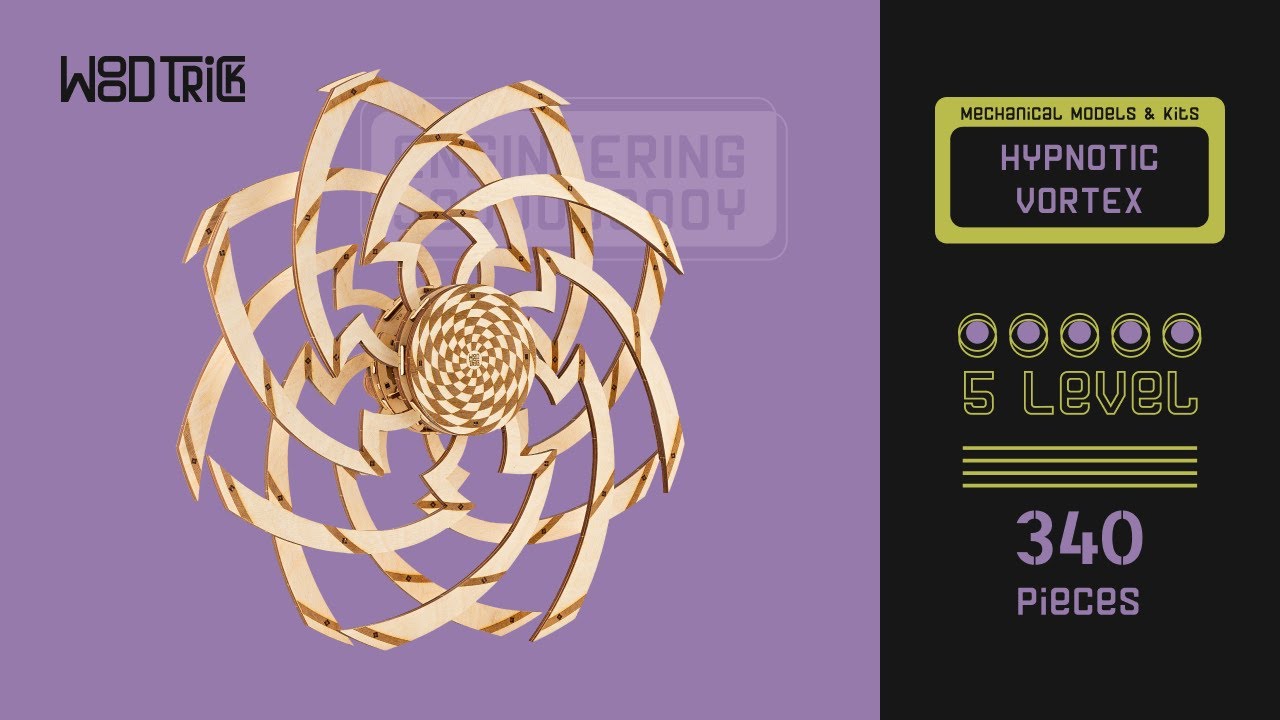 Hypnotic Vortex - WoodTrick instruction mechanical 3D kinetic sculpture
