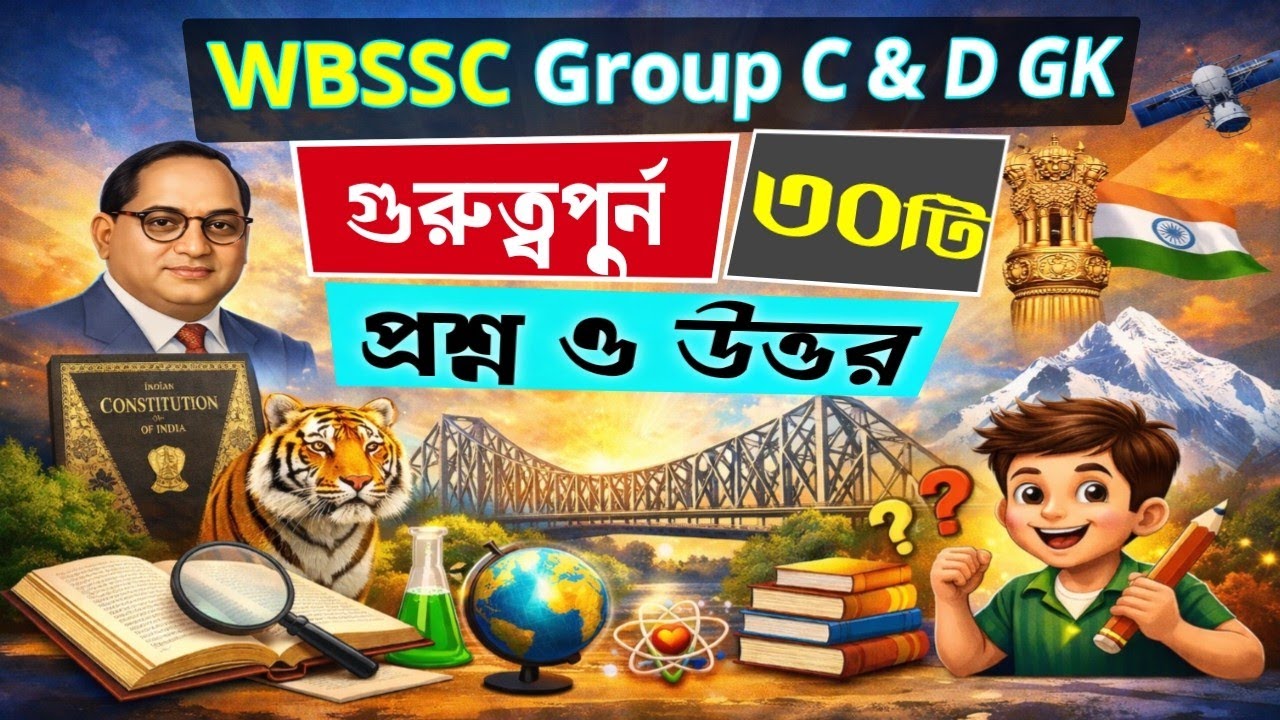 WB ssc group C & D gk. গুরুত্বপুর্ন 30 টি প্রশ্ন ও উত্তর।