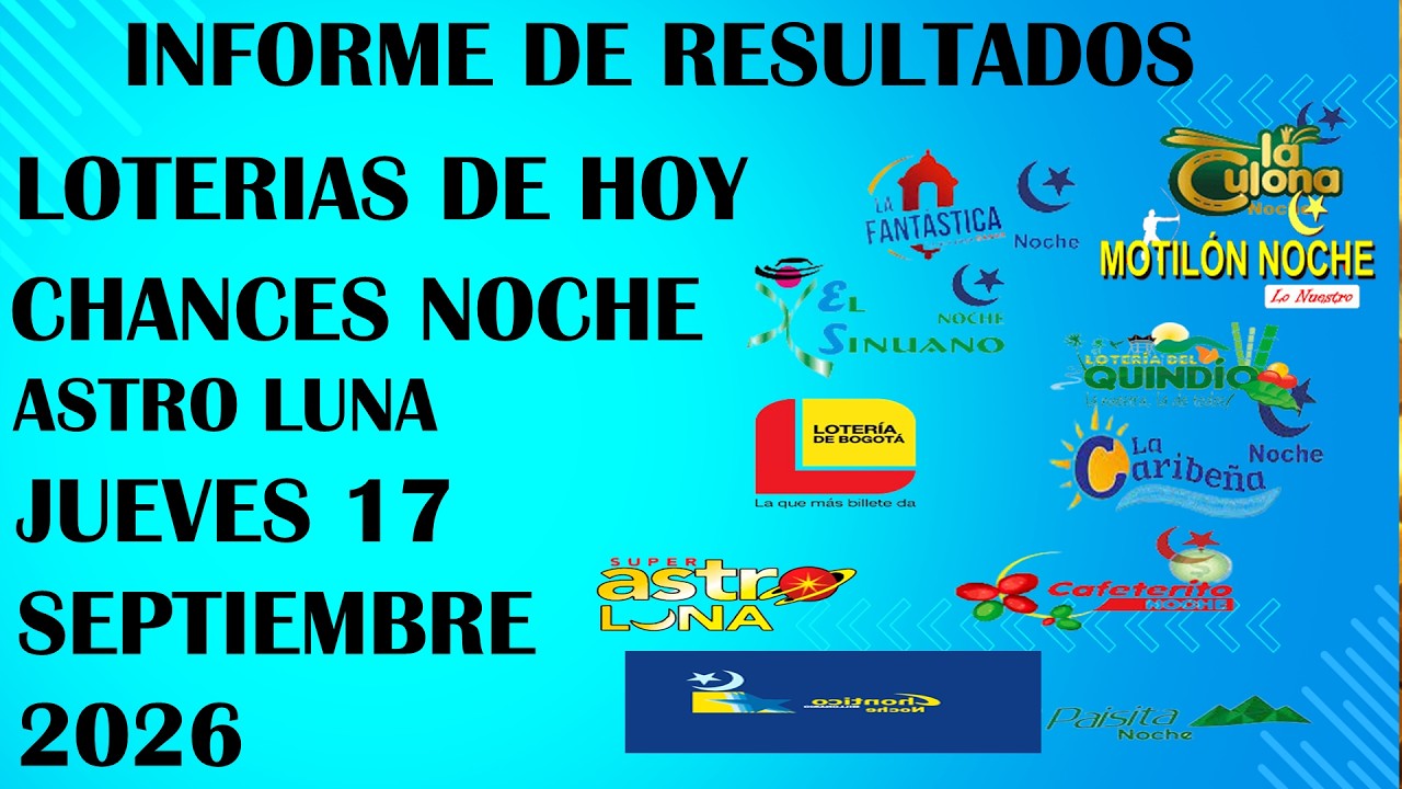 LOTERIAS DE HOY RESULTADOS  JUEVES 17 SEPTIEMBRE 2026 ASTRO LUNA DE HOY LOTERIAS DE HOY RESULTADOS