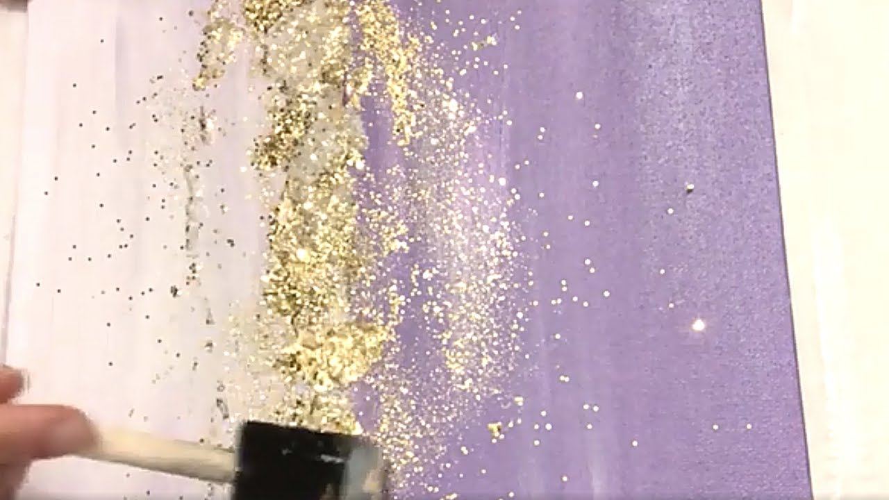 DIY Purple, Silver, White, Gold Leaf Glitter Canvas Wall Art