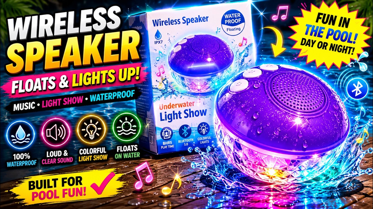Portable Waterproof Floating Pool Speaker with Built in Mic