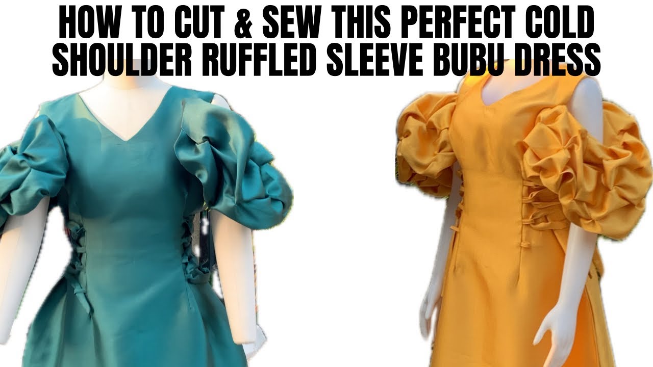 How to cut & sew this perfect cold shoulder ruffled sleeve bubu dress