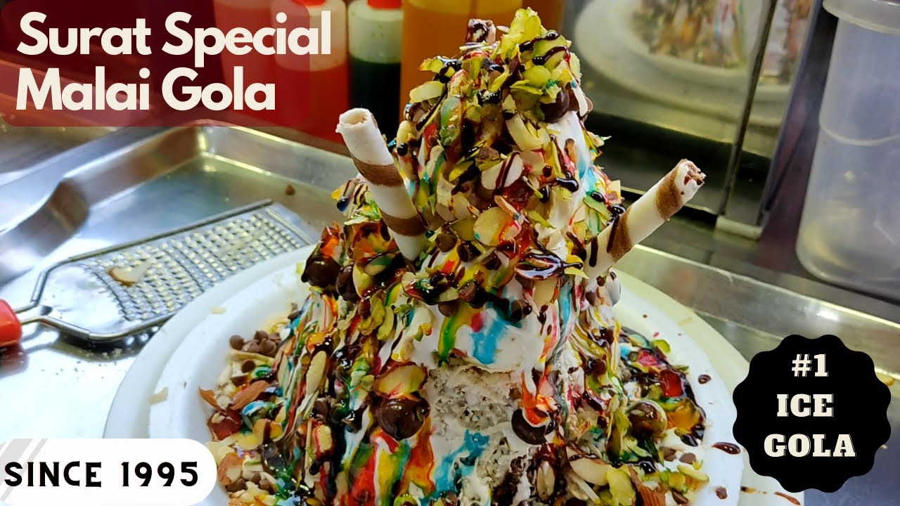 INDIA's Biggest Rajwadi Malai Gola in Surat | Baraf Ka Gola with Dryfruits | Ice Gola Street Food