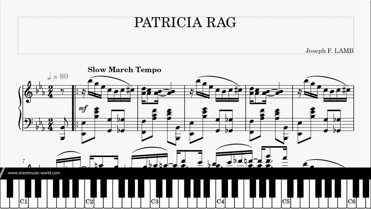 Patricia Rag - Joseph Francis Lamb - Piano (Ragtimes Sheets - Ragtime Tutorial Piano score)