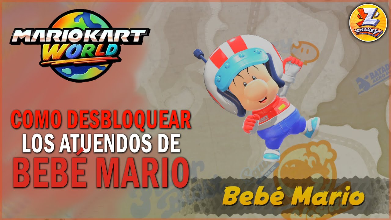 Todos los atuendos de BEBÉ MARIO en Mario Kart World - Como desbloquear todos los trajes / Skins